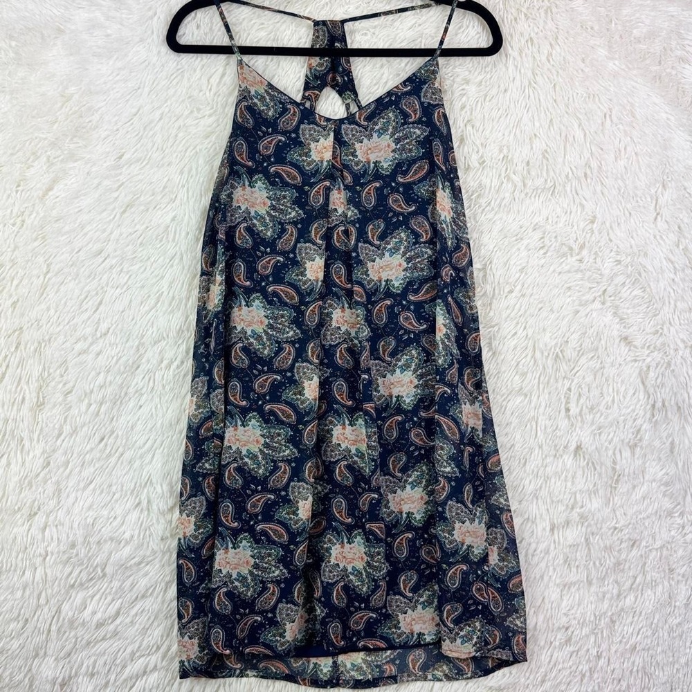 Beautiful Rhapsody sleeveless dress in a rich navy blue Floral